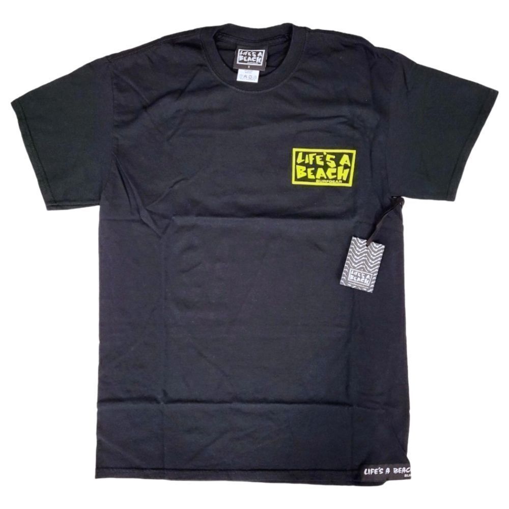 Lifes A Beach Mens Black & Green Cotton Short Sleeve Graphic Tee T shirt Size S - Picture 2 of 8